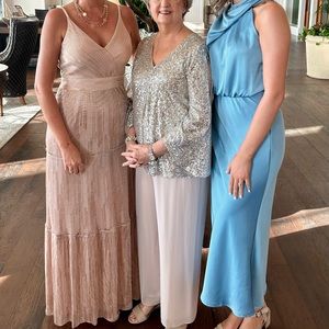 Aqua Metallic 6 Rose Gold formal long gown wedding mother of bride bridesmaid